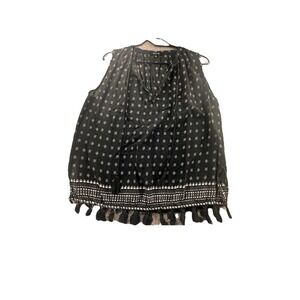 Madewell Women Size M Black Southwesten‎ Print BohoTassled Tank Top